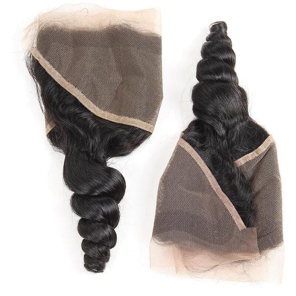 Indian Loose Wave  3 Bundles with 13*4 Ear to Ear Lace Frontal Closure-Klaiyi Hair
