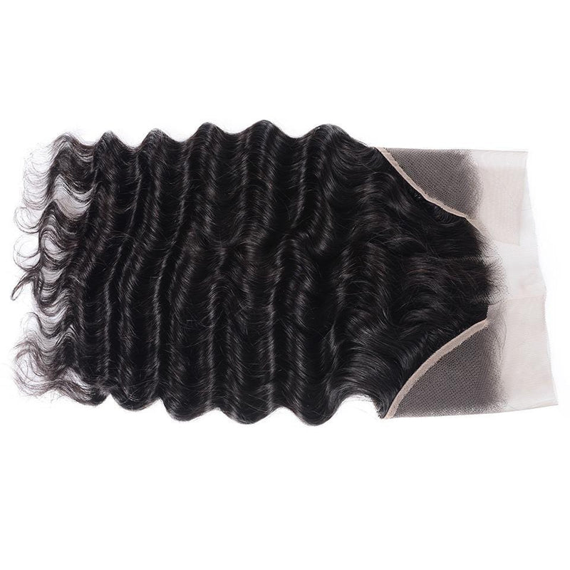 Klaiyi Hair Loose Deep Wave Frontal Closure 13x4 Lace Frontal Pre Plucked 150% Density