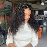 Klaiyi Malaysian Curly Hair 3 Bundles with Ear to Ear 13*4 Lace Frontal Closure