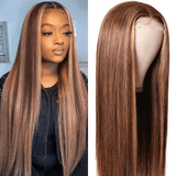 $100 OFF| Code: SAVE100 Honey Blonde Highlight Silk Straight Lace Front Wig