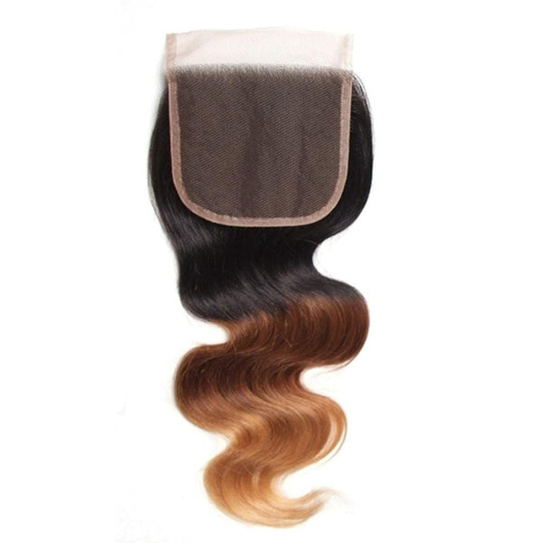 Ombre T1B/4/27 Human Hair Lace Closure 4*4 Body Wave Hair Closure-Klaiyi Hair