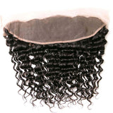 Klaiyi 8A Brazilian Deep Wave 4 Bundles with Lace Frontal Closure Human Virgin Hair Extension