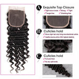 Klaiyi 4 Bundles Brazilian Deep Wave Hair with 4*4 Lace Closure
