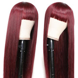 #99J Burgundy Color Straight Wigs With Bangs Flash Sale