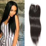 Klaiyi Peruvian Straight Virgin Hair 4x4 lace Closure, Unprocessed Human hair Natural Color