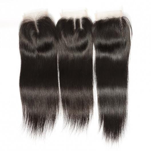 Klaiyi Peruvian Straight Virgin Hair 4x4 lace Closure, Unprocessed Human hair Natural Color