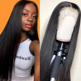 Klaiyi 13x4 Invisible Lace Frontal Straight Hair Wigs Pre Plucked Baybyhair 100% Human Hair Wigs