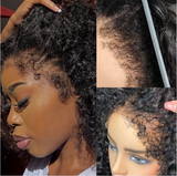 Klaiyi 4C Hairline Glueless Kinky Curly 13x4 Lace Front Wig With Curly Edges Kinky Baby Hair Wig
