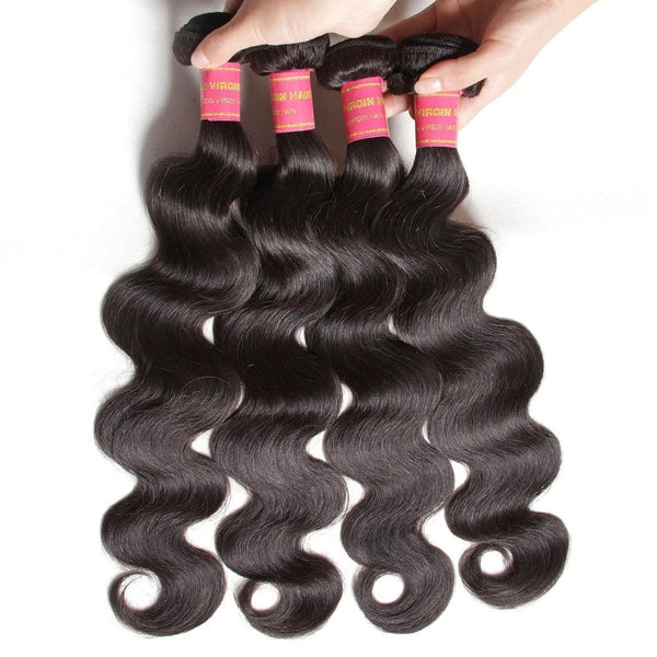 Klaiyi 8A Virgin Indian Body Wave Hair 4pcs/pack Human Extensions Natural Color