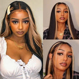 Free Fast Shipping | High Quality Virgin Human Hair Straight Hair Wigs Lace Part Wig TL27 Color Hair Wigs