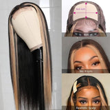 Klaiyi 100% High Quality Virgin Human Hair Straight Hair Wigs Lace Part Wig TL27 Color Hair Wigs