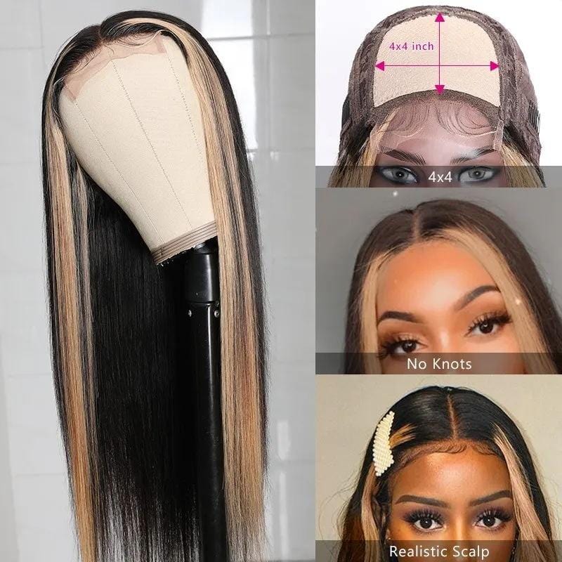 Klaiyi 100% High Quality Virgin Human Hair Straight Hair Wigs Lace Part Wig TL27 Color Hair Wigs