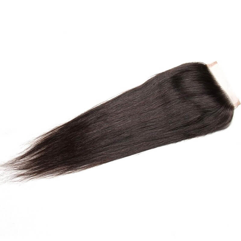 Malaysian Straight Hair 4 Bundles with Lace Closure, No Shedding and Tangle Free -Klaiyi Hair