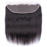 Klaiyi Hair Brazilian Straight Hair Frontal Closure 13*4 Transparent Swiss Lace Frontal Ear to Ear Closure Natural Black