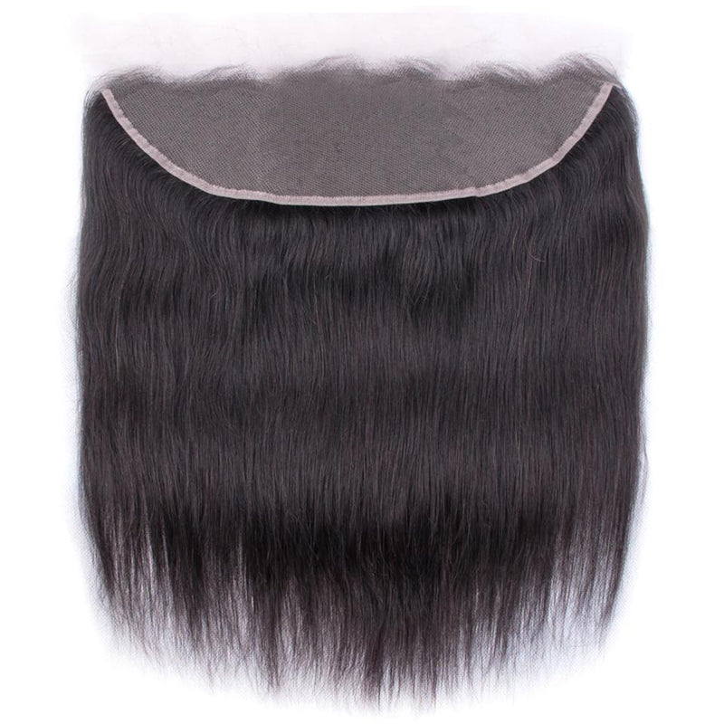 Klaiyi Hair Brazilian Straight Hair Frontal Closure 13*4 Transparent Swiss Lace Frontal Ear to Ear Closure Natural Black