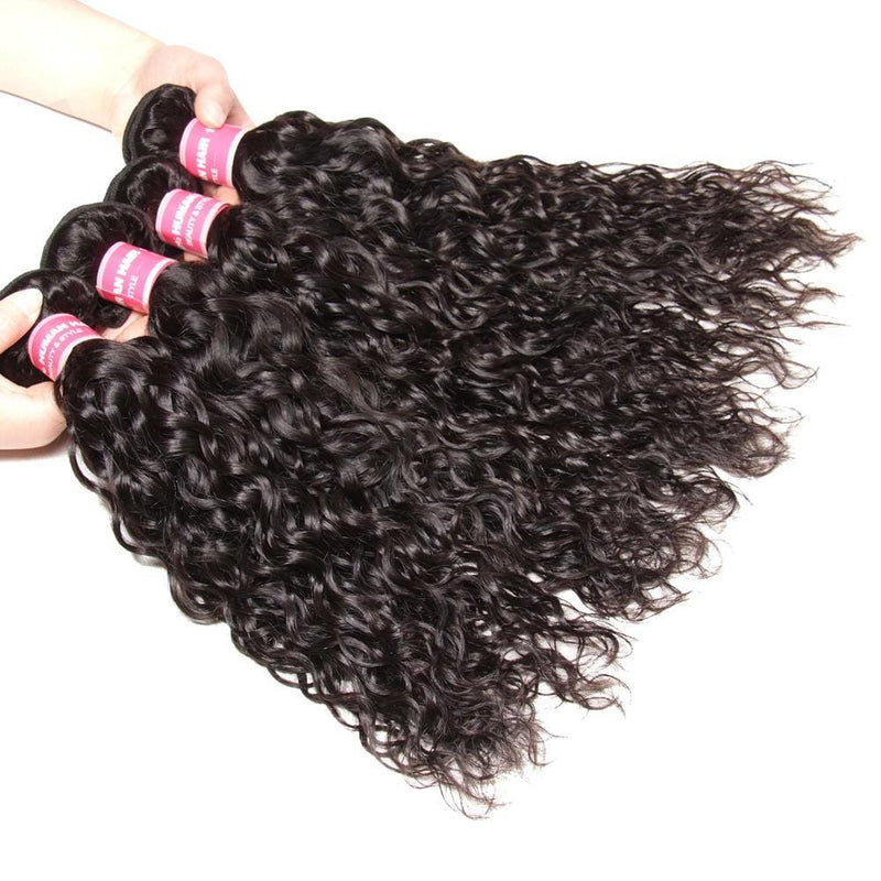 Klaiyi Hair 100% Human Virgin Hair Water Wave Weave 4 Bundles