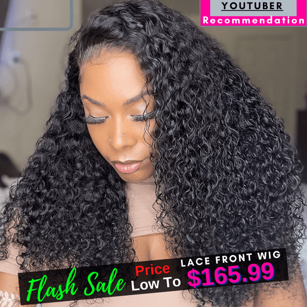 YouTuber Highly Recommended Curly 13x4 Lace Front Wig 180% Density Flash Sale