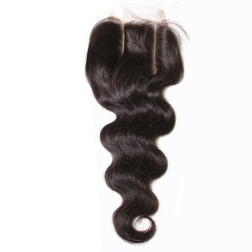 Klaiyi Peruvian Body Wave Lace Closure Human Virgin Hair Natural Color